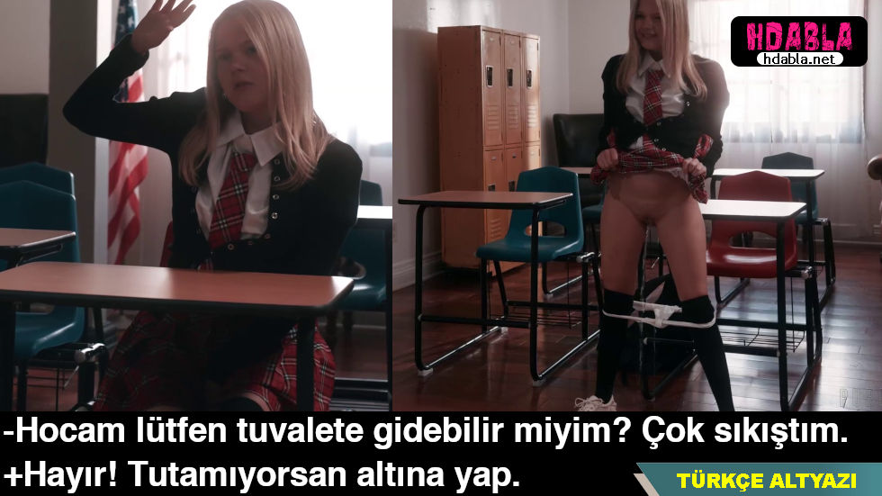 Liseli kız tuvalete gitmesine izin vermeyen öğretmeninin önünde işiyor